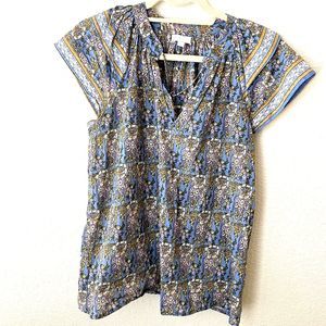 Jennifer & Grace Womens Floral Short Sleeve Blouse Top Size Small D3